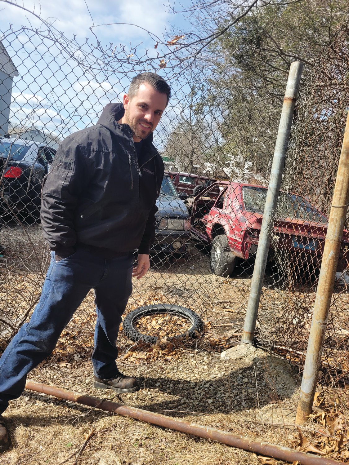 THE CATALYTIC AVENGER: Daniel S. Walser III, owner of Walser Mobile Refrigeration, refused to be a victim. He tracked down the suspect who swiped catalytic converters from his Warwick business. Earlier this week, Walser showed the partially mended hole the suspect cut in the fence surrounding the property.